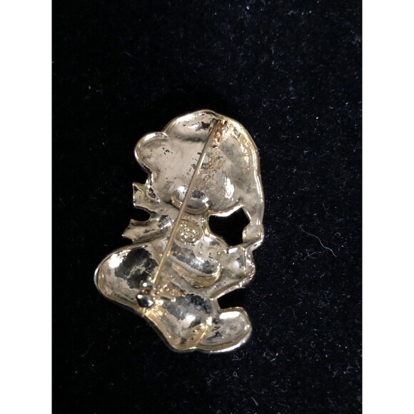 Vintage signed SFJ Christmas Teddy Bear Brooch/Pin Rhinestone & Enamel EC - Picture 4 of 6